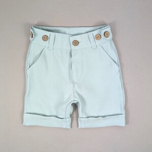 Tenue formelle 4 pièces pour bébés garçons vert menthe avec short costume de mariage ensemble d'été formel fête d'anniversaire image 4