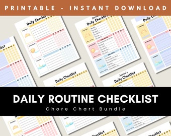 My Chores Checklist Printable Daily Routine Chart for Kids | Editable Responsibility Before and After School To Do List Bundle| 8.5x11 |BDC1