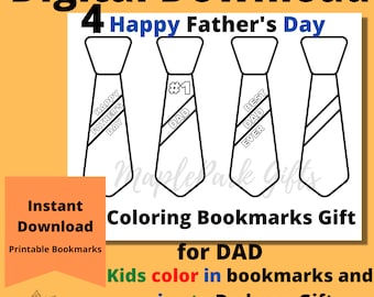Stropdas Vaderdag Bladwijzers | Afdrukbare kleurbladwijzers voor kinderen | voor papa