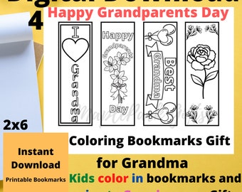 4 Bonne fête des grands-parents Grand-mère | Signets à colorier pour les enfants