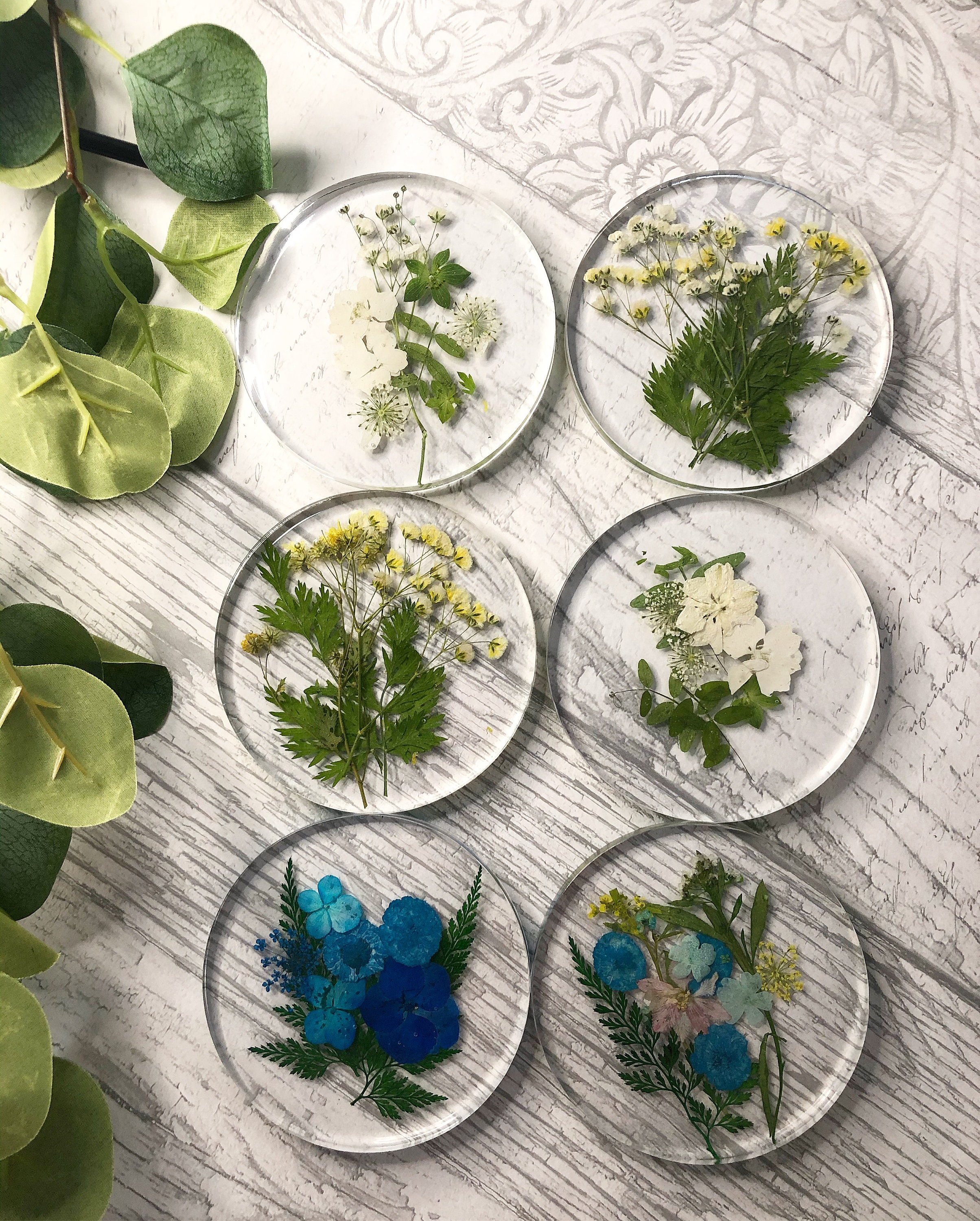 Dried flower coasters Coasters Handmade Gift ideas Etsy