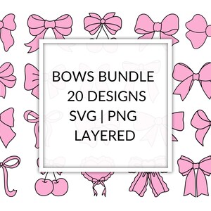Hand-Drawn Coquette Bow SVG Bundle, DIY Craft and Scrapbooking Bow Clip Art, Pink Bow SVG Cut Files for Commercial Use & Digital Download