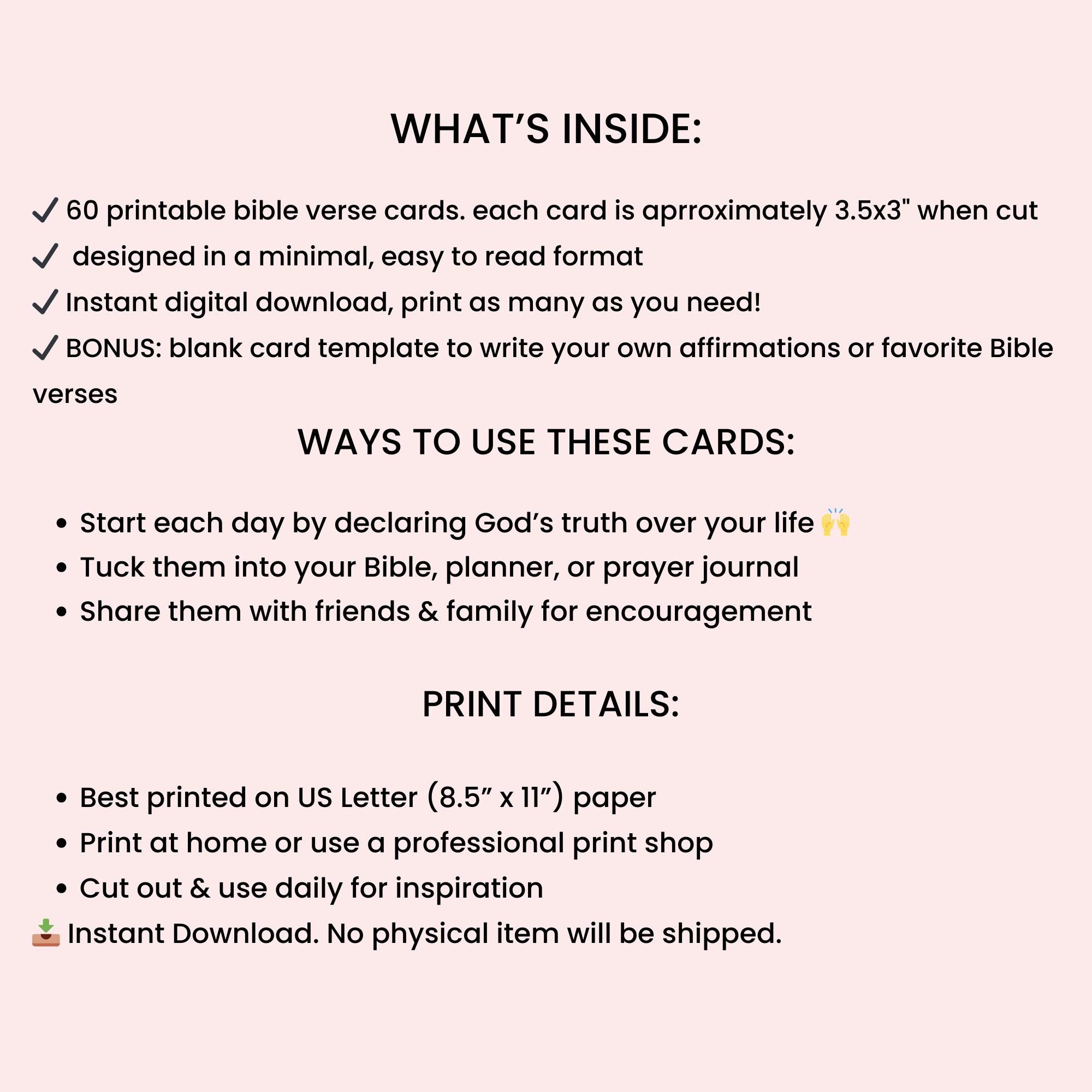 Scriptue Cards.pdf Bible Verse Printable, Scripture Cards PDF, Christian Printable, Mini ...