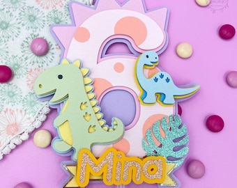 Dinosaur Cake Topper, Dinosaur Birthday, Happy Birthday Cake Topper, Girl Trex Party, Dino Cake Decoration, Dino Theme Party, Cake Smash