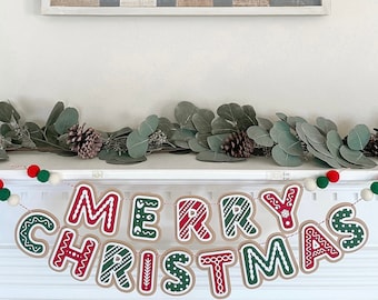 Merry Christmas-slinger: vilten kerstversiering