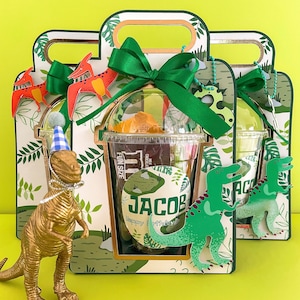 Dinosaur Birthday Favor Gabble Box, T-Rex Birthday Decoration, Three Rex Party, Dinosaur Personalized Party Favor, Dinosaur Party Favor