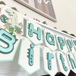 Dinosaur Happy Birthday Banner XL - Pre-Assembled On String, Ready To Hang, T-Rex Dino Party Decor For Boys, Girls, Kids, Adults - View #6