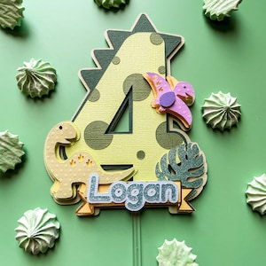 Dinosaurier Cake Topper, Dino-Geburtstagsdekoration, T-Rex Cake Smash, Jurassic Thema, personalisierter Topper, Dino-Kuchendeckel