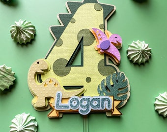Dinosaurier Cake Topper, Dino-Geburtstagsdekoration, T-Rex Cake Smash, Jurassic Thema, personalisierter Topper, Dino-Kuchendeckel