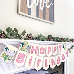 Dinosaur Happy Birthday Banner, Dino Party Decorations, Dinosaur Garland, Dinosaur Theme, Jurassic Party, Dinosaur First Birthday Party