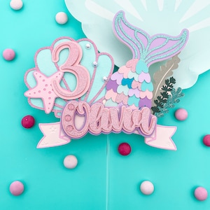 Mermaid Cake Topper, Mermaid Party,  Mermaid Party Decor, Under The Sea Cake Topper, Mermaid 1st Birthday Prop, Under The Sea