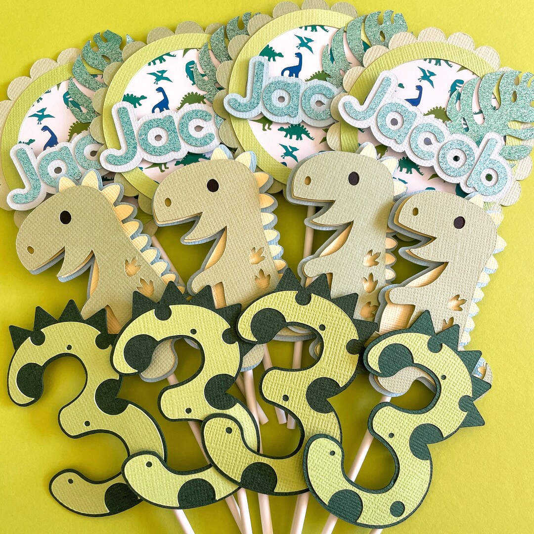 Dinosaur Cupcake Topper, Dinosaur Cake Decorations, T-rex Cake Smash ...