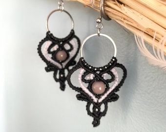 Large tangle earrings/Micromacramé /Boho/ethnic earrings