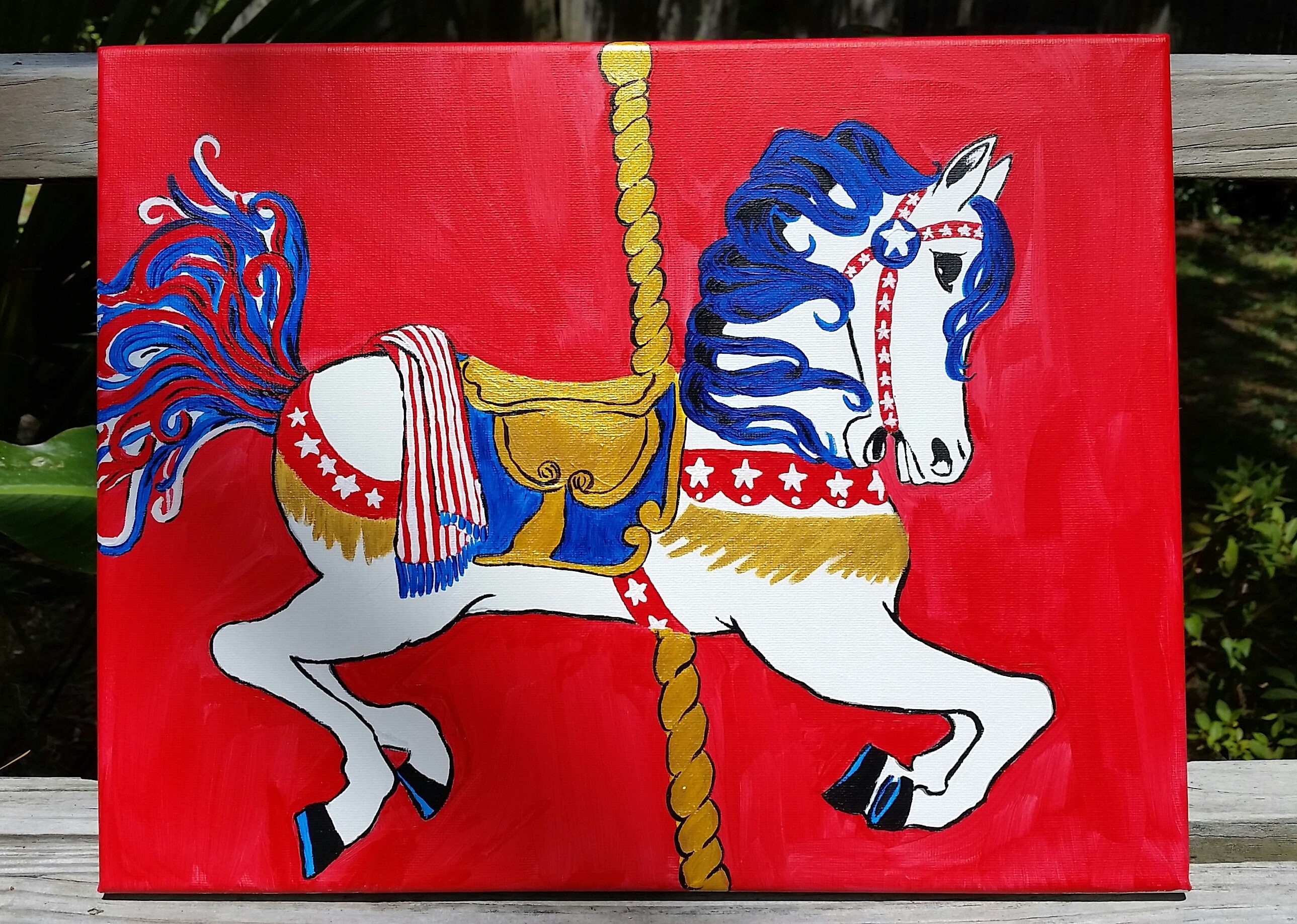 Carousel Horse | Acrylic Painting | Carnival Art - Etsy