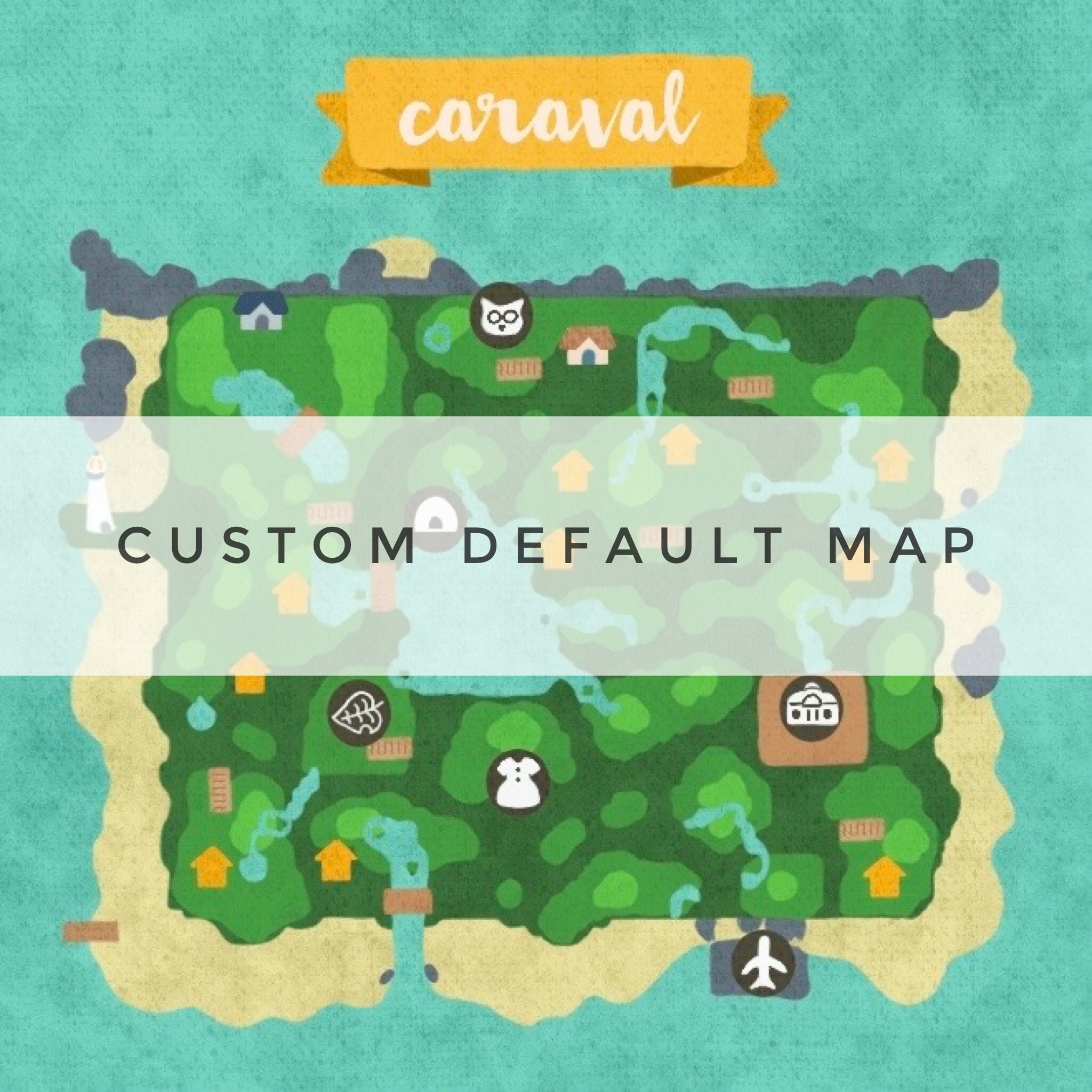 Custom ACNH Map // Animal Crossing New Horizons Map Drawing Etsy
