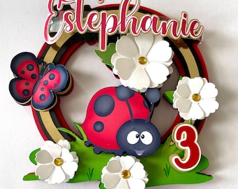 Custom Ladybug Cake Topper, Girl's Birthday Celebration, Custom Party Decoration, Ladybug Custom Party Themed, Ladybird Cake Topper
