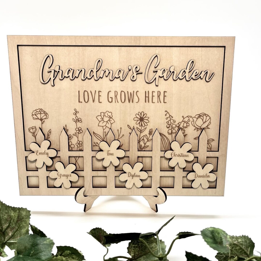 Grandma's Garden - Personalized Shaped Wood Sign - Gift For Grandma, Grandparents main image 1
