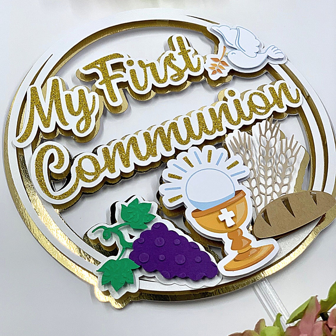 Holy First Communion Cake Topper Religious Cake Decoration Etsy