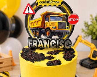 Personalized Construction Dump Truck Birthday Cake Topper