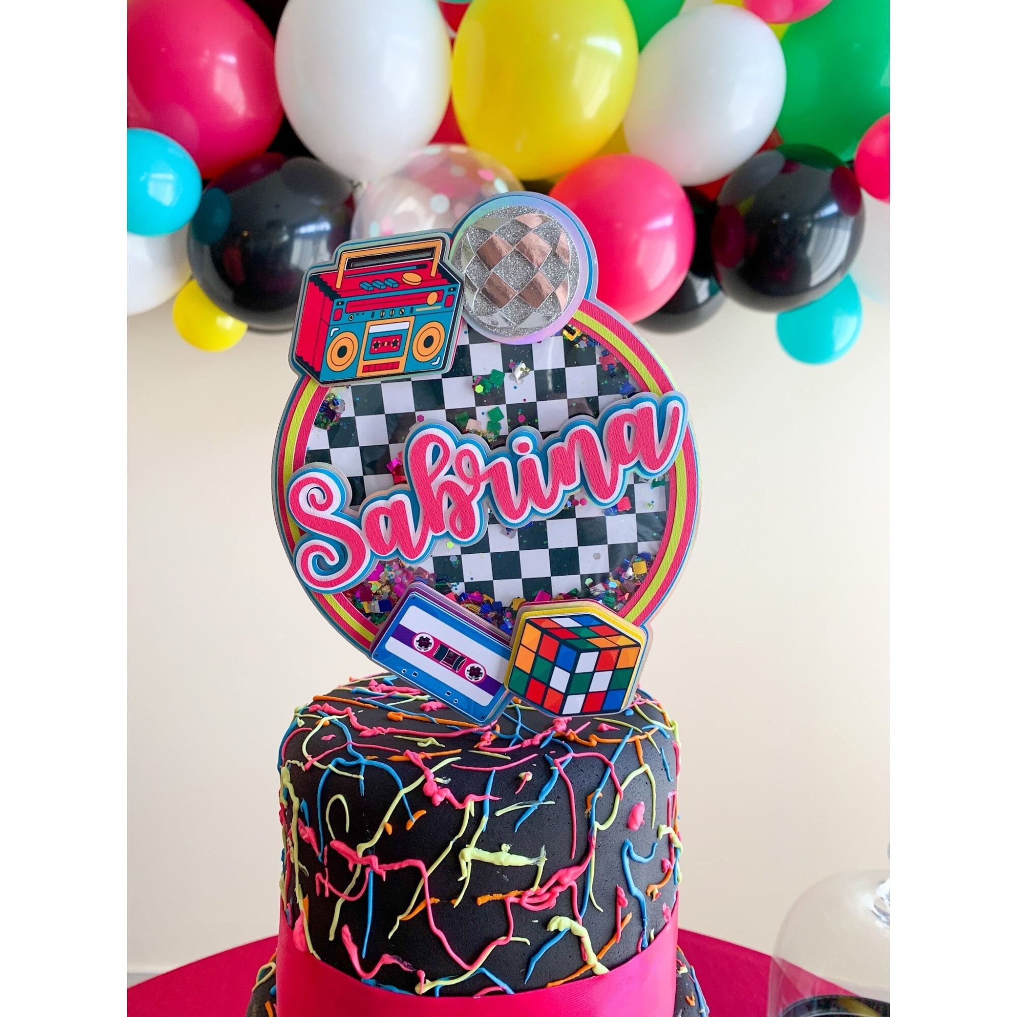 Decoración para pastel de feliz cumpleaños de los años 90, suministros para  tartas de fiesta de los años 90, decoraciones de fiesta de los años 90