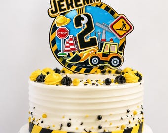 Construction Cake Topper, Personalized Construction Birthday Cake Topper, Dump Truck Cake Topper, Custom Builder Birthday Decor
