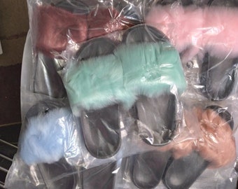 Fuzzy slippers great for around the house.