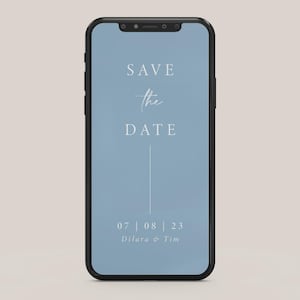 Biglietto Save-the-Date personalizzato digitalmente | blu | Dilara | Save-the-Date da inviare, personalizzato con nome e data | blu polvere