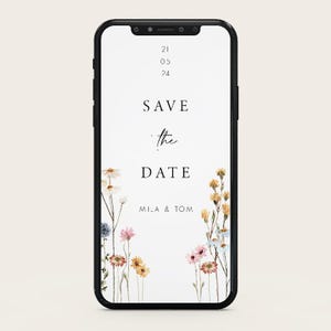Digitale Save-the-Date Karte personalisiert | Wildflowers | Save the Date zum Verschicken personalisiert mit Name, Datum | Blumen-Motiv