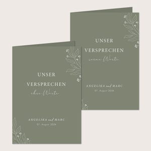 Eheversprechen-Heft für die Hochzeit | Ehegelübte personalisiert Namen, Datum | Set seine Worte ihre Worte | Unser Versprechen | Schleife