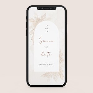 Biglietto digitale personalizzato "Save the Date" | Erba della Pampa | Salva la data da inviare personalizzato con nome e data | File digitale