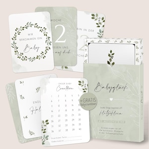 40 Meilensteinkarten Olive für die Schwangerschaft | Babyglück | 40 Karten Set | Geschenk für Schwangere | Schwangerschaft Meilensteine