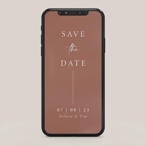 Biglietto Save-the-Date personalizzato digitalmente | rame | Dilara | Save-the-Date da inviare, personalizzato con nome e data | rosso polvere