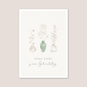 Geburtstagskarte "Flowers" | schöne Geburtstagskarten | moderne Geburtstagskarte weiß beige | Blumen-Motiv | Karte zum Geburtstag
