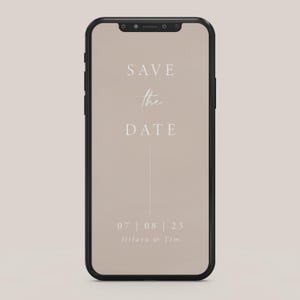 Biglietto Save-the-Date personalizzato digitalmente | beige | Dilara | Save-the-Date da inviare personalizzato con nome e data | Matrimonio