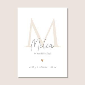 Póster digital personalizado de nacimiento | Carta de corazón | Nombre, fecha, peso, altura | Regalo para bebé | Decoración de habitación de bebé | Carta astral