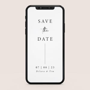 Save-the-Date kaart digitaal gepersonaliseerd | wit | Dilara | Save the Date om te versturen gepersonaliseerd met naam, datum | Bruiloft