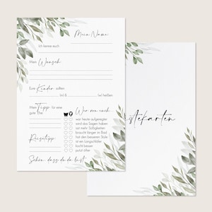 Gästekarten Hochzeit zum Ausfüllen - Gästebuchkarten - Gästebuchseiten - Hochzeitsspiel - Eukalyptus | LuftundLiebe Papeterie