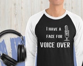 Voice Over Gift 3 4 Sleeve Shirt Raglan Baseball Style Top Side Hustle Sarcastic Gift Microphone Shirt Talent Coach Whisper Booth Recording