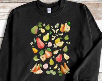 Pear Sweater Autumn Sweatshirt Jumper Aesthetic Clothes Botanical Shirt Cottage Core Hoodie Gardening Gift Group Shirts Holiday Pears Vegan
