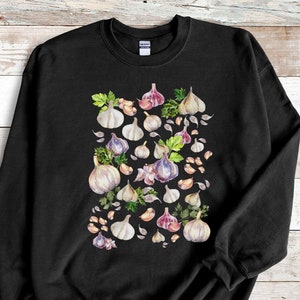 Garlic Cottage Core Autumn Sweater Garlic Clothes Garlic Sweatshirt Aesthetic Clothing Fall Festival Clothes Garlic Picking Outfit