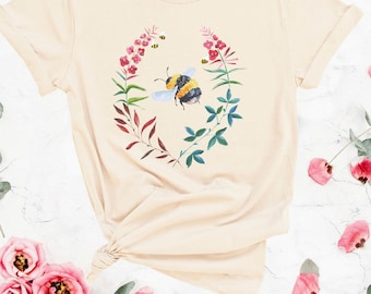 Biene Botanisches T-Shirt, Rettet die Bienen, Naturliebhaber Geschenk