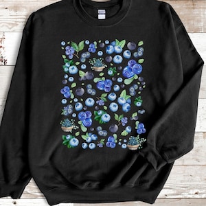 Blueberry Cottage Core Autumn Sweater Blueberry Clothes Blueberry Sweatshirt Aesthetic Clothing Festival Clothes Blueberry Picking Outfit