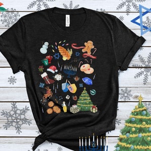 Hanukkah Christmas Mashup Shirt Blended Family Happy Holidays Chanukah Family Pajamas Matching Outfit T-Shirt Challah Days Love Light Oy Vey