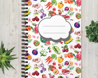 Spiral Notebook Planner Fruit Veggie Aesthetic Journal for Work Soft Touch Cover Dotted Pages Notebook for Men 5.5″ × 8.5″ (13 × 21 cm)