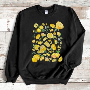 Lemon Print Cottage Core Autumn Sweater Lemon Clothes Lemon Sweatshirt Aesthetic Clothing Fall Festival Clothes Lemon Picking Outfit