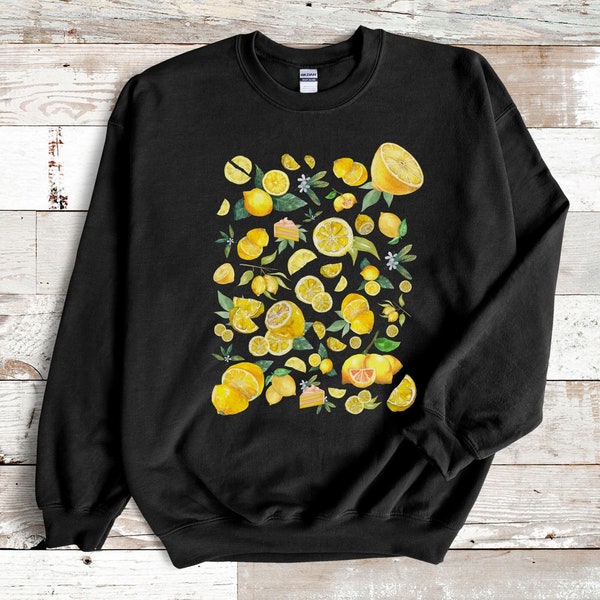 Lemon Print Cottage Core Autumn Sweater Lemon Clothes Lemon Sweatshirt Aesthetic Clothing Fall Festival Clothes Lemon Picking Outfit