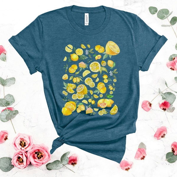 Lemon Cottage Core T-Shirt Lemon Clothes Lemon Shirt Garden Aesthetic Clothing Cottagecore Clothes Botanical Lemon Print