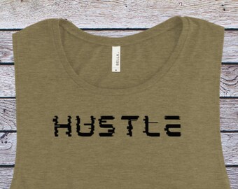 HUSTLE Workout Muskel Tank Gym Shirt Damen Fitness Kleidung Damen Yoga Workout Top Fitness Tank Top Geschenk für Sie Breites Armloch Super Leicht