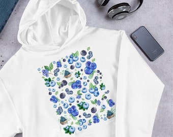 Blueberry Hoodie Autumn Sweater Jumper Aesthetic Clothes Botanical Shirt Cottage Core Cardigan Gardening Gift Group Shirts Berry Picking