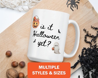 Is It Halloween Yet Ceramic Mug Fall Coffee Cup Pumpkin Spice Tea Cup Witchy Autumn Mugs Cute Halloween Mug Spooky Season Bat Mug